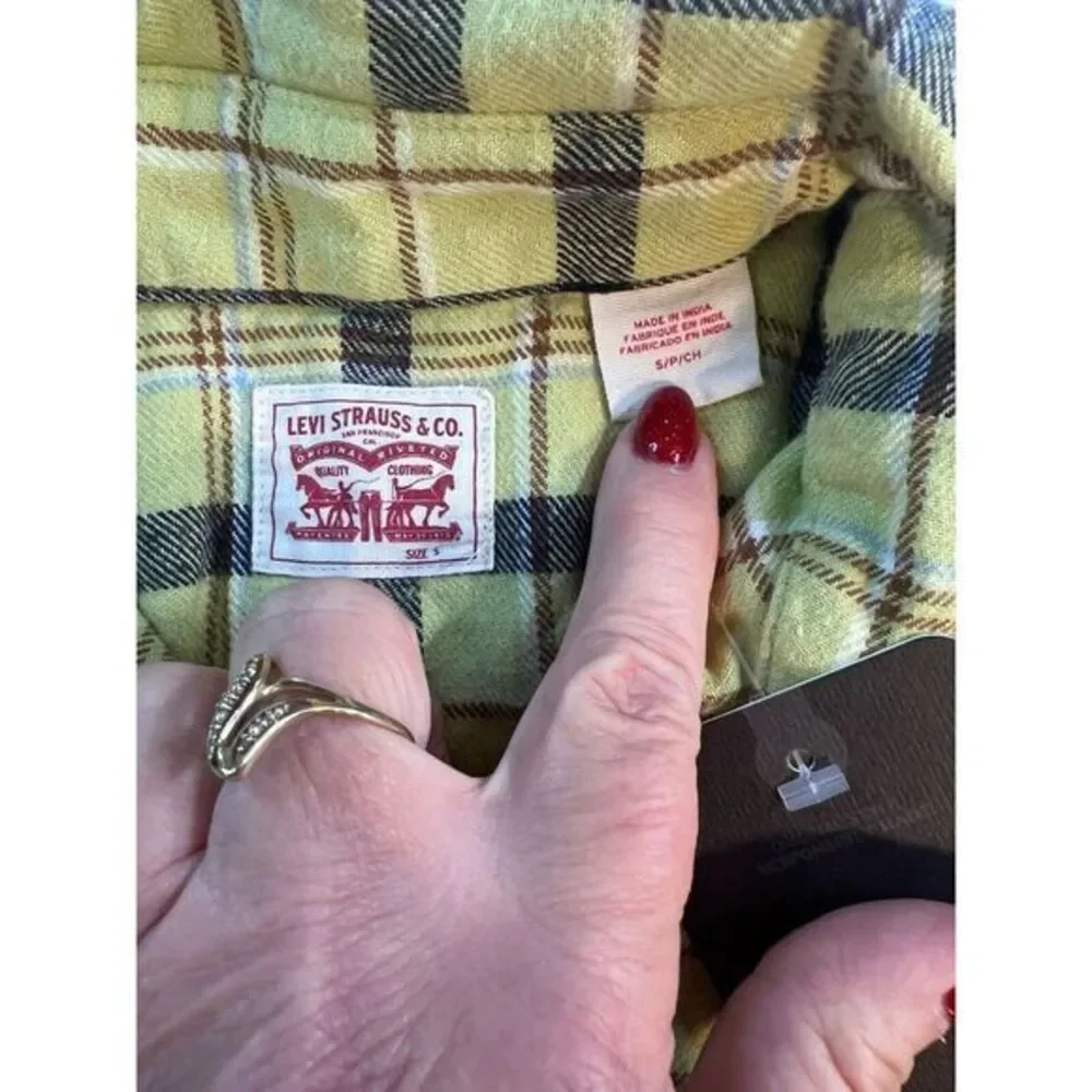 Levi's NWT Flannel Pearl Snap Shirt Mens Size S ‎ Western Plaid